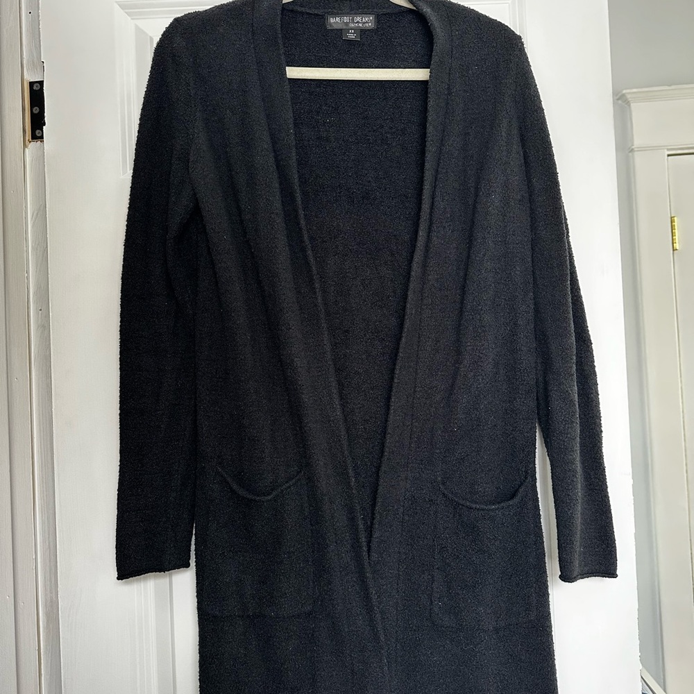 Barefoot Dreams Black Open Front Long Cardigan